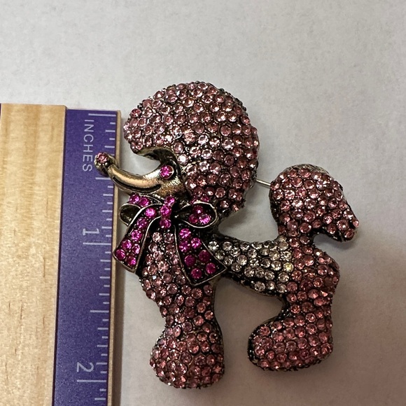 Pink Rhinestone Poodle Brooch |Modern - Picture 3 of 4